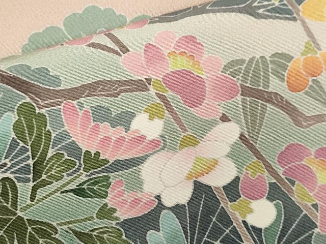 平和屋着物●十日町友禅作家 岡村蒼風 松竹梅立波枝花文 暈し染め 正絹 逸品 CAAX6336ze
