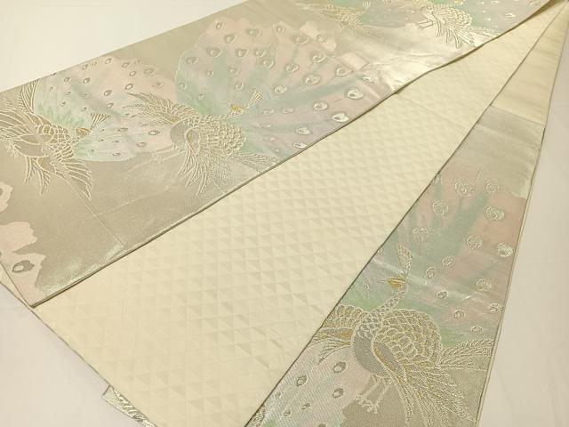 平和屋着物▼六通柄袋帯 孔雀文 金銀糸 引箔 正絹 逸品 CAAX7001vp