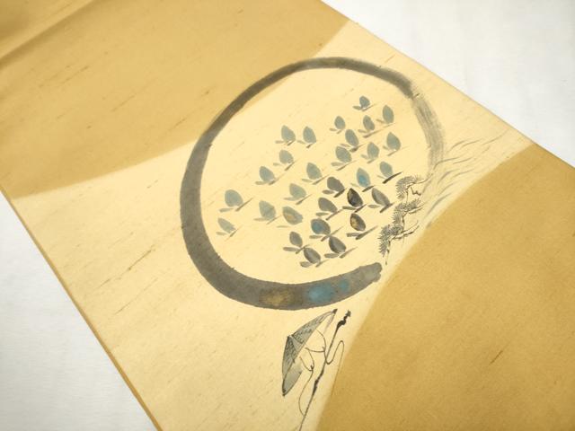 平和屋着物●九寸開き名古屋帯 手描き 紬地 トンボ 正絹 逸品 CAAX7240hy