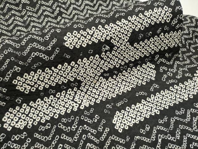 平和屋着物●九寸名古屋帯 総絞り エ霞文 黒地 正絹 逸品 CAAX7247hy