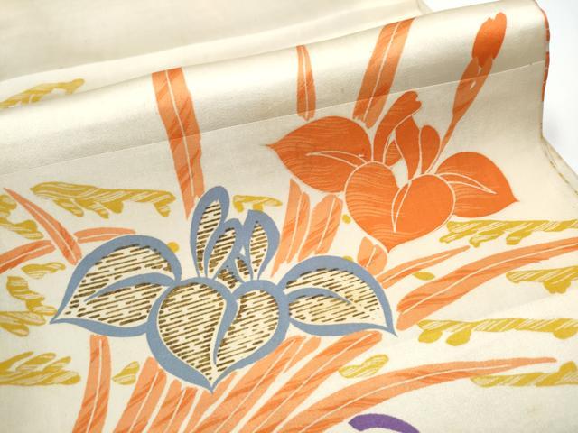 平和屋着物●アンティーク 大正ロマン 丸帯 草花文 金彩 正絹 逸品 CAAX7412hy