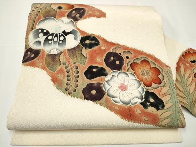 平和屋着物●九寸名古屋帯 作家物 辻が花 鬼しぼ縮緬 正絹 逸品 CAAX7443hy