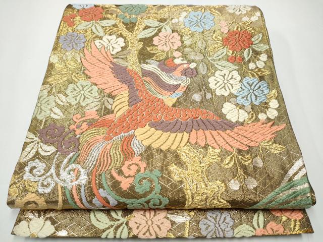 平和屋着物●佐賀錦 六通柄袋帯 唐織 花喰鳥 金銀糸 正絹 逸品 CAAX7571hy