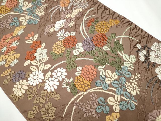 平和屋着物●六通柄 本袋帯 唐織 露芝秋草文 正絹 逸品 CAAX7596hy