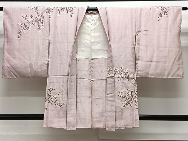 平和屋着物#羽織 紬地 枝花文 銀彩 正絹 逸品 未使用 CAAX7862ua