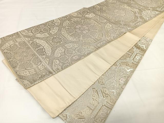 平和屋着物◎六通柄袋帯 唐織 蜀江花文 銀糸 正絹 逸品 CAAX7980ua