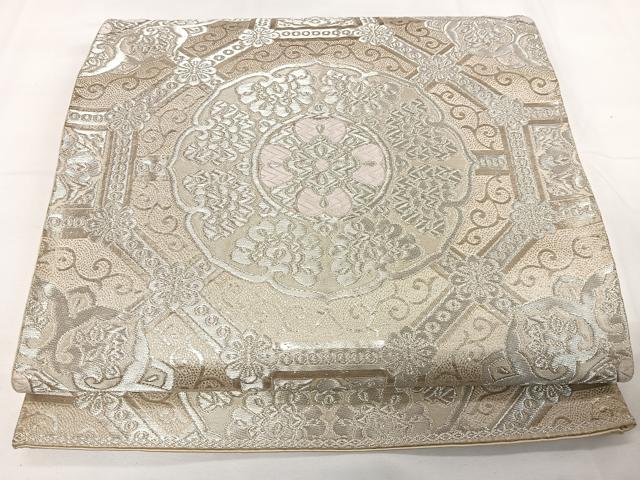 平和屋着物◎六通柄袋帯 唐織 蜀江花文 銀糸 正絹 逸品 CAAX7980ua