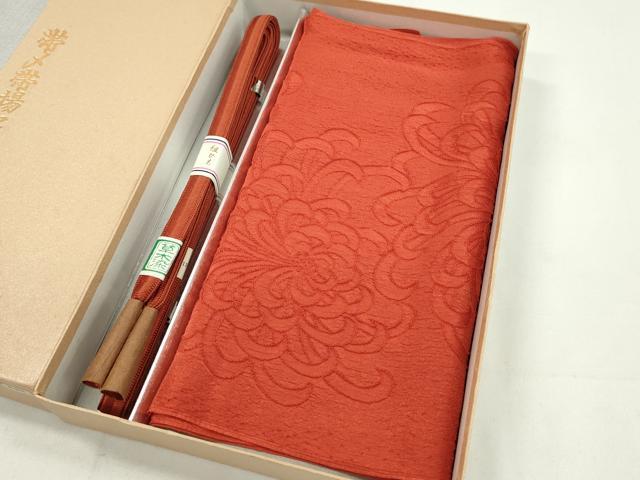 平和屋着物●和装小物 帯締め・帯揚げセット 乱菊 草木染 赤茶 大和組 逸品 未使用 CAAX8183ju