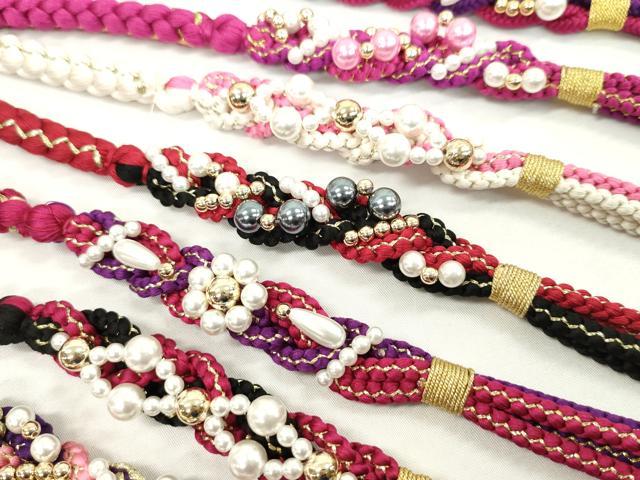 平和屋着物●和装小物 振袖用飾り付き帯締め10本セット パール 花 金糸 逸品 CAAX8194ju