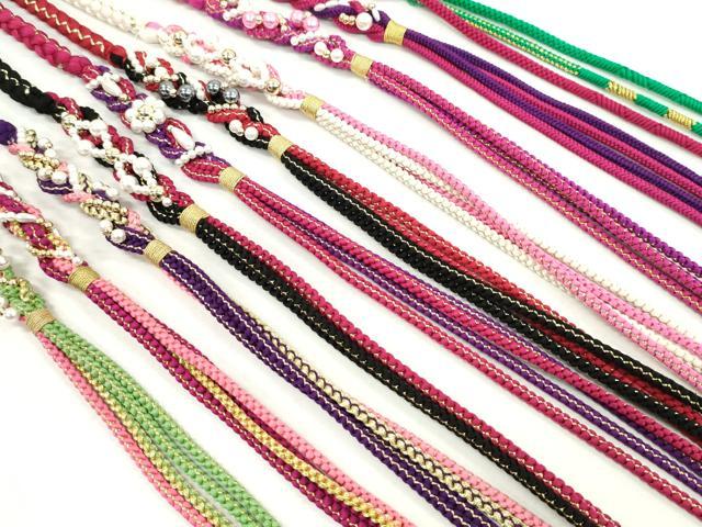 平和屋着物●和装小物 振袖用飾り付き帯締め10本セット パール 花 金糸 逸品 CAAX8194ju