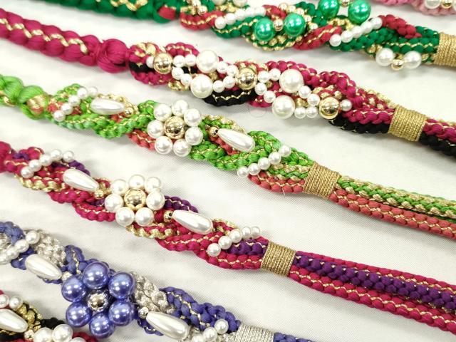 平和屋着物●和装小物 振袖用飾り付き帯締め10本セット パール 花 金銀糸 逸品 CAAX8198ju