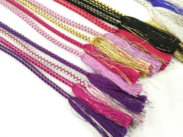 平和屋着物●和装小物 振袖用飾り付き帯締め10本セット パール 花 金銀糸 逸品 CAAX8198ju