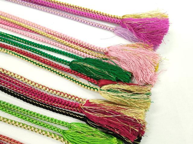 平和屋着物●和装小物 振袖用飾り付き帯締め10本セット パール 花 金銀糸 逸品 CAAX8198ju