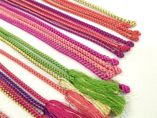 平和屋着物●和装小物 振袖用飾り付き帯締め10本セット パール 花 金糸 逸品 CAAX8210ju