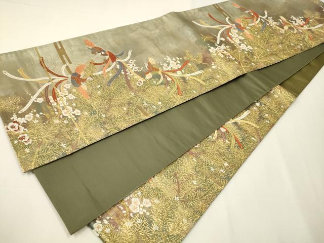 平和屋着物▼六通柄袋帯 鳳凰花文 引箔唐織錦 金銀糸 正絹 逸品 CAAX8723dy