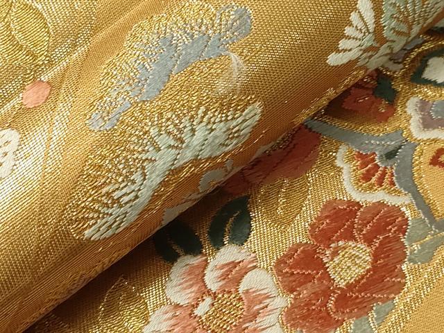 平和屋着物▼六通柄袋帯 唐織 昇華格天井瑞鳳文 金糸 正絹 逸品 CAAX8756dy