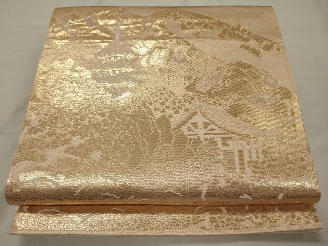 平和屋着物◎六通柄袋帯 京名所 東寺 金糸 正絹 逸品 CAAX9165oy