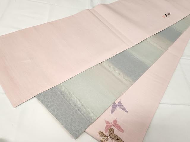 平和屋着物●夢琳派の世界 灘景翔 両面 太鼓柄袋帯 紬地 舞蝶文 金銀彩 正絹 逸品 CAAX9214yk