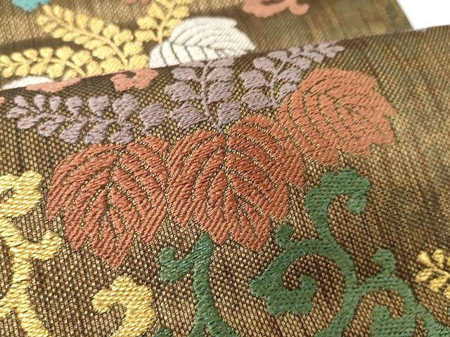 平和屋着物▽スリーシーズン 春夏秋 六通柄袋帯 唐織 舞衣 桐唐草文 金糸 正絹 逸品 CAAX9271yk