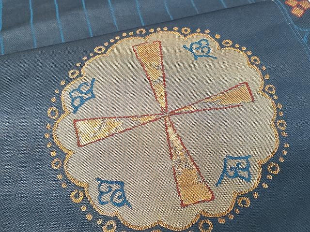 平和屋着物●六通柄袋帯 唐織 藤に蝶 金糸 正絹 逸品 CAAX9531yk