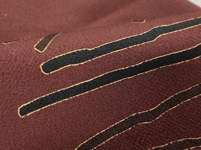平和屋着物●九寸名古屋帯 刺繍 吉祥文 金彩 鬼しぼ縮緬 正絹 逸品 CAAX9375yk