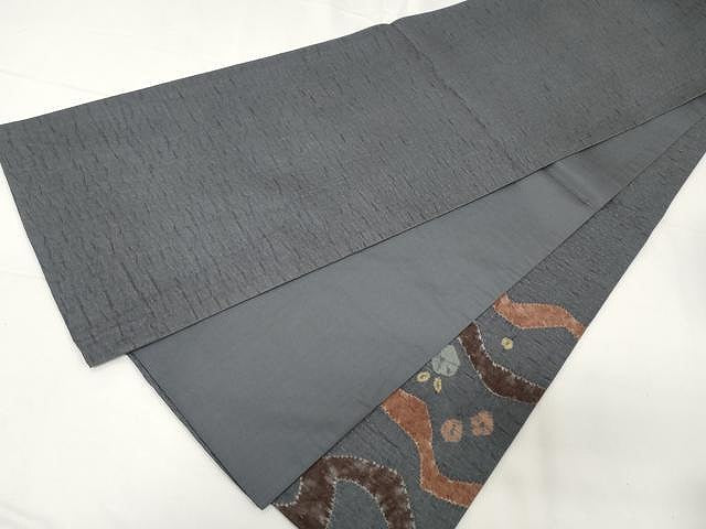 平和屋着物●太鼓柄袋帯 絞り 道長花文 銀通し地 正絹 逸品 CAAX9395yk