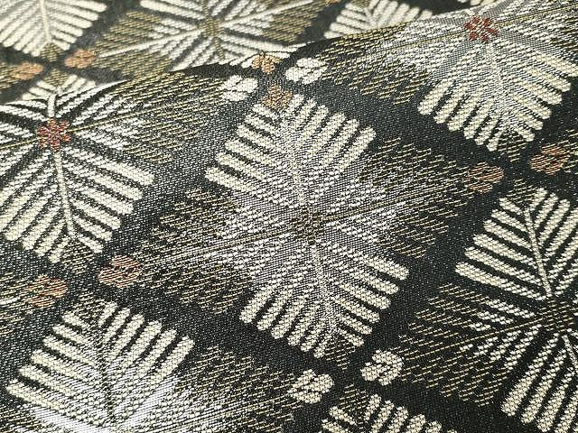 平和屋着物●六通柄袋帯 菱松葉文 銀糸 正絹 逸品 CAAX9405yk