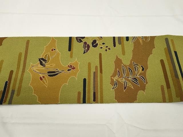 平和屋着物●全通柄九寸名古屋帯 京友禅 枝花文 反端付き 金彩 正絹 逸品 CAAX9436yk