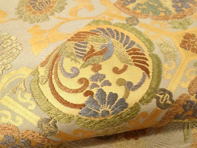 平和屋着物●佐賀錦 六通柄袋帯 唐織 鳳凰花文 金糸 正絹 逸品 未使用 CAAX9452yk