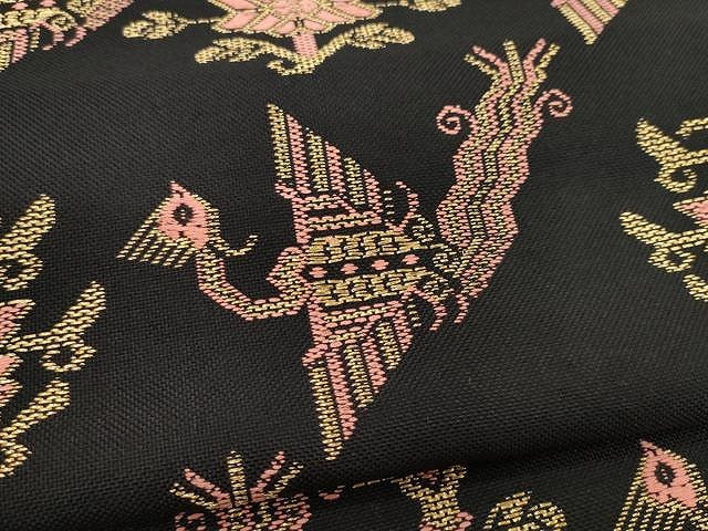平和屋着物●八寸名古屋帯 有栖川裂 大阪有香製 黒地 金糸 正絹 逸品 CAAX9528yk