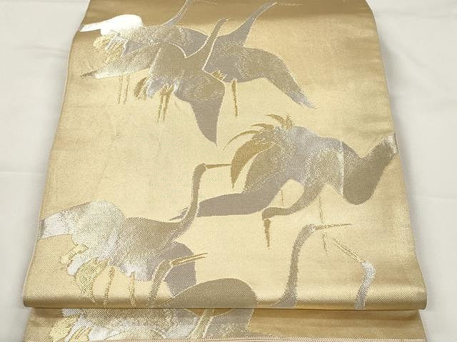 平和屋着物●西陣 川島織物 六通柄 本袋帯 群鶴文 金銀糸 正絹 逸品 CAAX9543yk