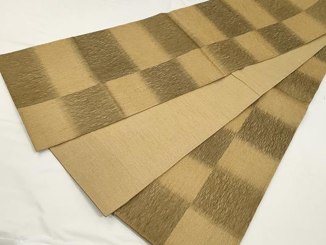 平和屋着物▽スリーシーズン 春夏秋 全通柄袋帯 櫛織 市松文 正絹 逸品 CAAX9560yk