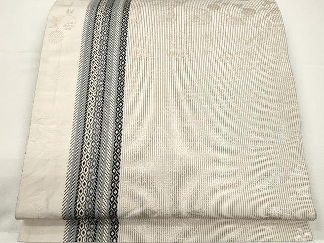 平和屋着物●本場筑前博多織 両面 六通柄袋帯 名物裂 金糸 三越扱い 正絹 逸品 CAAX9569yk