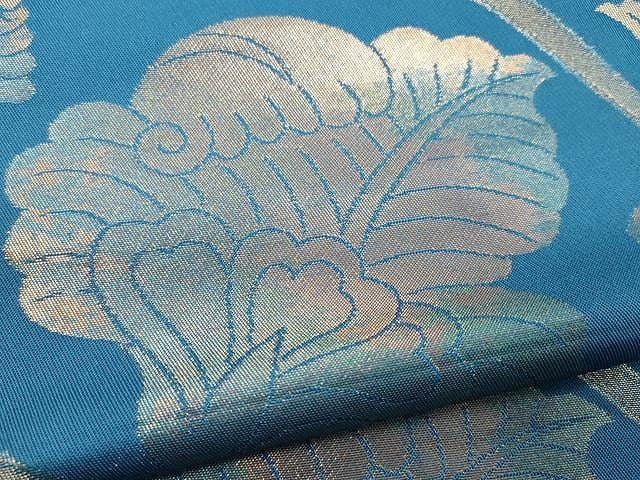 平和屋着物●織物一筋名門 織悦 全通柄 本袋帯 花唐草文 金糸 正絹 逸品 CAAX9597yk