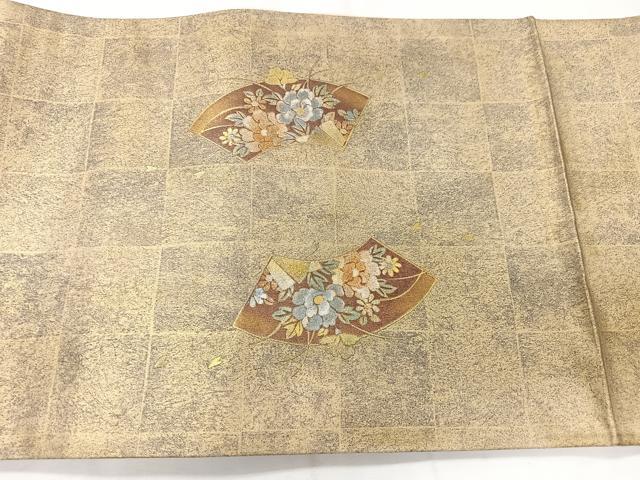 平和屋着物◎太鼓柄袋帯 地紙枝垂れ花文 金銀彩 正絹 逸品 CAAX9841xe