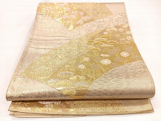 平和屋着物◎六通柄袋帯 地紙吉祥花文 金糸 正絹 逸品 CAAX9850xe