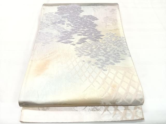 平和屋着物◎六通柄袋帯 風景文 銀糸 正絹 逸品 CAAX9882xe