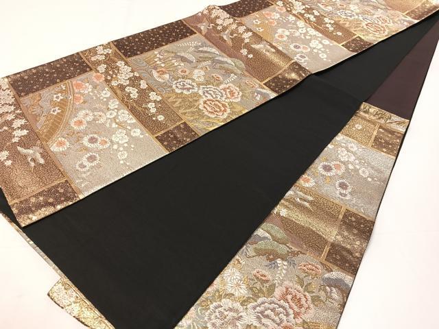 平和屋着物▼六通柄袋帯 唐織 流水花鳥天井文 金銀糸 正絹 逸品 CAAY0208vp