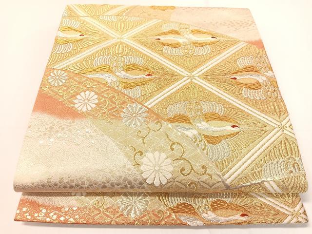 平和屋着物▼六通柄袋帯 唐織 千繍の華 金銀糸 正絹 逸品 CAAY0243vp