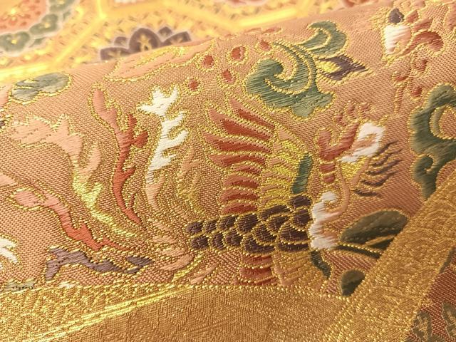 平和屋着物▼六通柄袋帯 唐織 清海取名物裂 金糸 引箔 正絹 逸品 CAAY0319vp