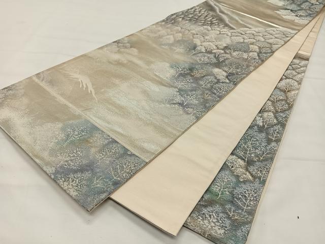 平和屋着物◎六通柄袋帯 風景文 銀糸 正絹 逸品 CAAY0825qv