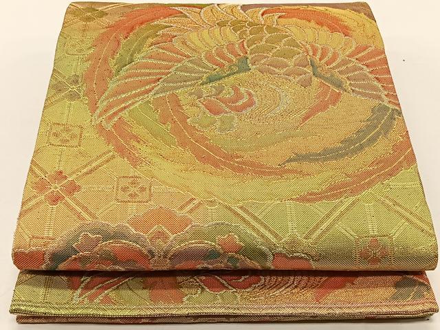 平和屋着物◎佐賀錦 六通柄袋帯 鳳凰花丸文 金糸 正絹 逸品 CAAY0865qv