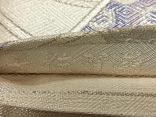 平和屋着物◎本佐賀錦 六通柄袋帯 扇面花文 銀糸 やまとオリジナル 正絹 逸品 CAAY0897qv