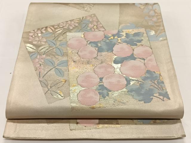 平和屋着物◎六通柄袋帯 色紙草花文 金銀糸 引箔 正絹 逸品 CAAY1158qv