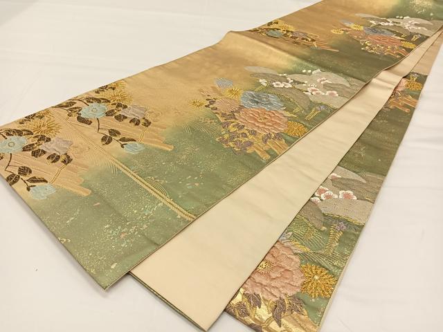 平和屋着物◎六通柄袋帯 松梅花筏 陶漆箔 正絹 逸品 CAAY1160qv