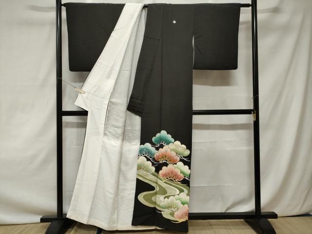 平和屋着物■豪華黒留袖 駒刺繍 松葉文 金銀彩 正絹 逸品 CAAY1971ev