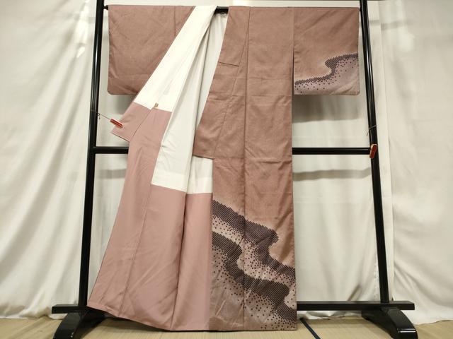 平和屋着物■訪問着 道長鹿の子文 暈し染め 紬地 正絹 逸品 CAAY2105in