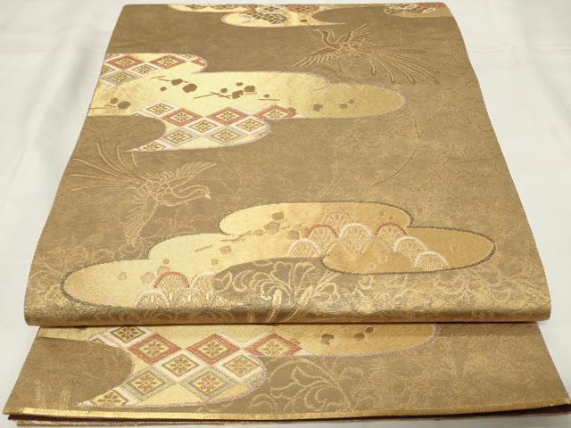 平和屋着物◎両面 六通柄袋帯 鳳凰吉祥文 本漆青銅箔 正絹 逸品 CAAY2177in