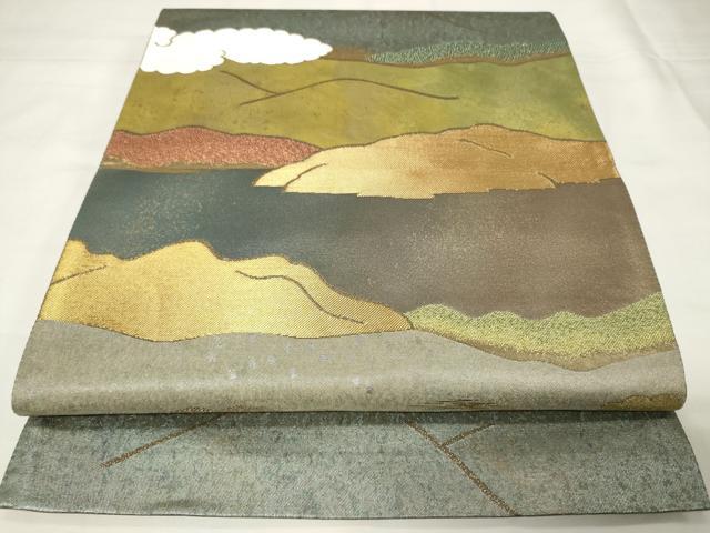 平和屋着物◎六通柄袋帯 遠山風景文 金銀糸 正絹 逸品 CAAY2179in