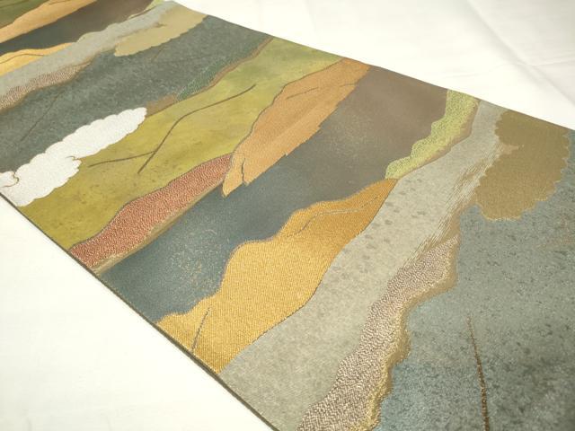 平和屋着物◎六通柄袋帯 遠山風景文 金銀糸 正絹 逸品 CAAY2179in